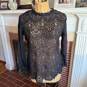 Zara black lace witchery whimisgoth sheer top Large